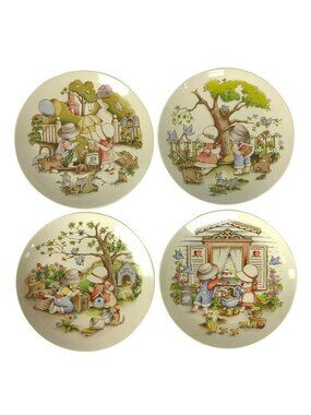 Watkins Country Kids Collector Dessert Plates Vintage 1990s Set Of 4 Decorative